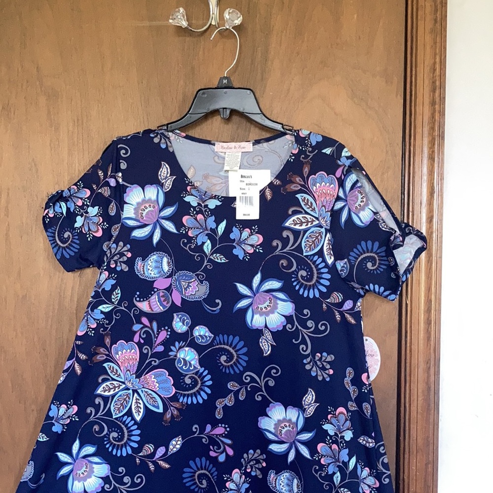 Harlow & Rose dress floral print pullover soft with stretch casual boho M - Picture 14 of 17